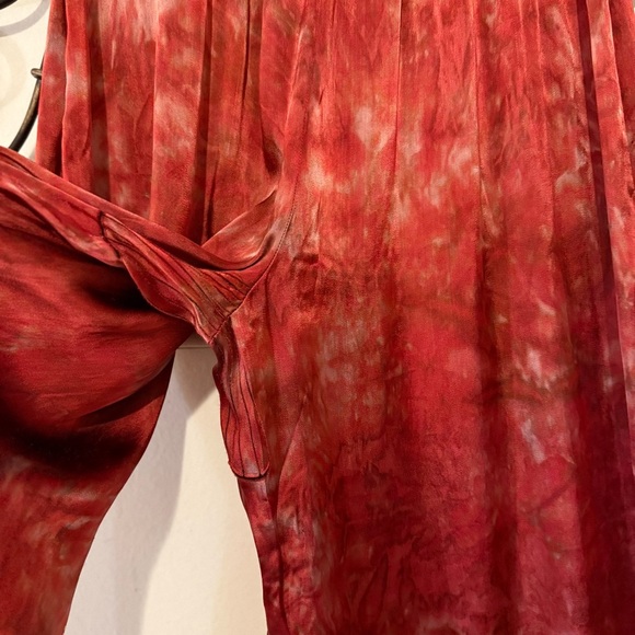 vtg Citron Santa Monica Red Silk Blend Art Print Wide Leg Pants Medium - Picture 6 of 12